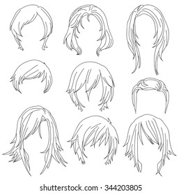 Collection Hairstyle Side View Man Woman Stock Vector (Royalty Free ...