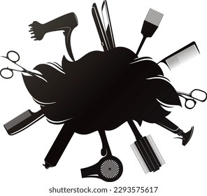Hair stylist and beauty salon. Banner with a hairdresser tool