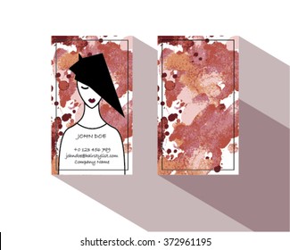 Hair Stylist Business Card Template Vector with watercolor