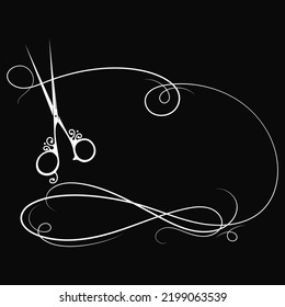 Hair stylist scissors and hair curl. Unique design for beauty and hair salon