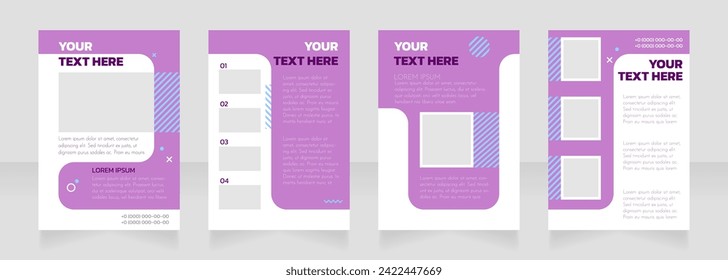 Hair stylist service purple and white blank brochure layout design. Vertical poster template set with empty copy space for text. Premade corporate reports collection. Editable flyer paper pages