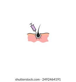 Hair Therapy Icon. Injection Therapy Against Baldness and Alopecia Outline Icon.Mesotherapy for Health Hair Linear Pictogram.Hair follicle treatment with medical treatment. Isolated vector icon