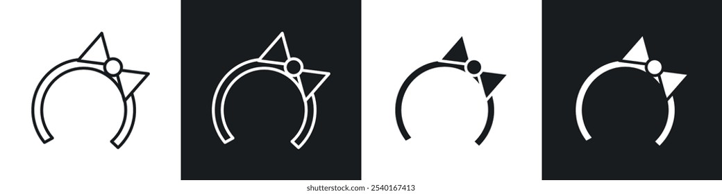 Hair tie icon set. Vector symbols in black and white colors.