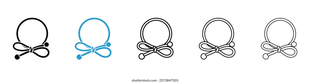 Hair tie icons in filled and 3 stroke weights