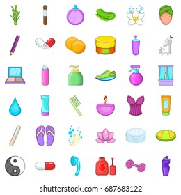 Hair tool icons set. Cartoon style of 36 hair tool vector icons for web isolated on white background