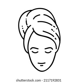 Hair Towel Wrap Icon Black And White Vector Illustration