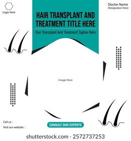 Hair transplant banner. Baldness treatment geometric pattern graphic for web banner. Online advertising banner.