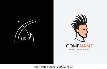 Hair transplant growth healthy had screen medical treatment therapy care hair place logo concept idea sample 