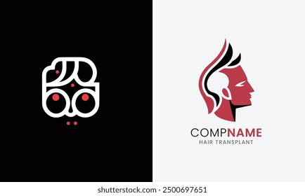 Hair transplant growth healthy had screen medical treatment therapy care hair place logo concept idea sample 