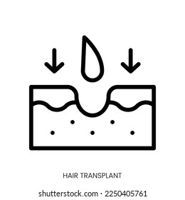 hair transplant icon. Line Art Style Design Isolated On White Background