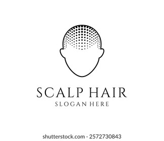 Hair Transplant Scalp Skin Head Baldness Dermatology Trichology Vector Logo Design Illustration