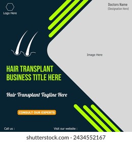 Hair transplantation natural results surgery clinic social media background.