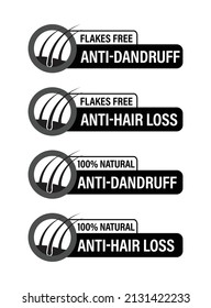 Hair Treatment Abstract Vector Icon Set : Anti Dandruff, Anti Hair Loss, Flakes Free Symbols