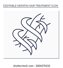 Hair treatment line icon. Restores hair structure. Nutrition and strengthening procedures. Keratin treatment. Beauty procedure concept. Isolated vector illustration. Editable stroke