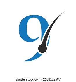 Hair Treatment Logo on 9 Letter Vector template. Dermatology Logo Design, Hair Care Treatment. Anti-Dandruff Flakes Icon for Shampoo. Anti-dandruff Oil Symbol