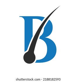 Hair Treatment Logo on B Letter Vector template. Dermatology Logo Design, Hair Care Treatment. Anti-Dandruff Flakes Icon for Shampoo. Anti-dandruff Oil Symbol