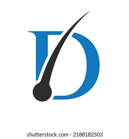 Logotipo de tratamiento del pelo en la plantilla del vector de letra D. Diseño de Logotipo Dermatológico, Tratamiento de Cuidado del Pelo. Icono de Anti-Dandruff para Shampoo. Símbolo de aceite contra la marea negra