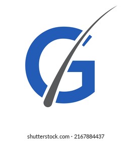Hair treatment logo on G letter vector template. Dermatology logo design, Hair care treatment. Anti-dandruff flakes icon for shampoo. Anti-dandruff oil design