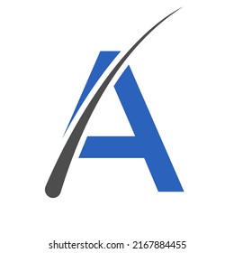 Hair treatment logo on A letter vector template. Dermatology logo design, Hair care treatment. Anti-dandruff flakes icon for shampoo. Anti-dandruff oil design