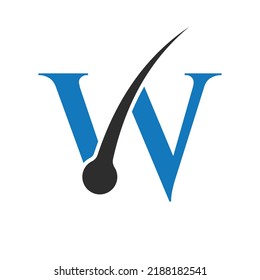 Hair Treatment Logo on W Letter Vector template. Dermatology Logo Design, Hair Care Treatment. Anti-Dandruff Flakes Icon for Shampoo. Anti-dandruff Oil Symbol
