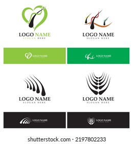 Hair treatment logo hair transplantation logo,removal logo vector image design illustration
