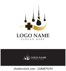 Hair treatment logo hair transplantation logo vector image design illustration
