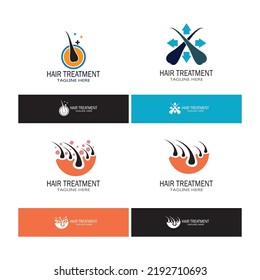 Hair treatment logo hair transplantation logo vector image design illustration
