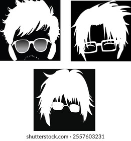 
Hair type and glasses type
