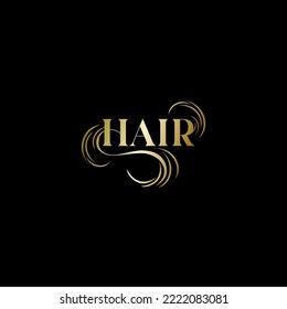 Hair typography logo. Hair logotype for salon. Beauty hair logo design. Elegant salon logo. Luxury Hair stylish logo