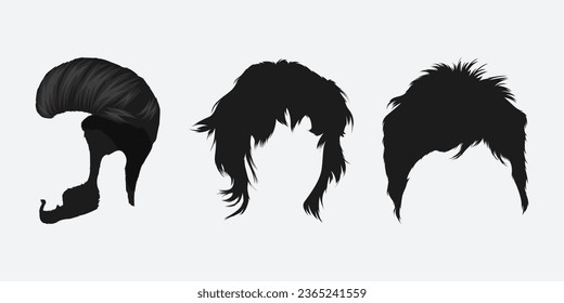 Hair vector elements, hairstyle silhouettes design,