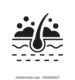 Hair Wash Silhouette Icon. Follicle Washing with Shampoo and Foam Black Glyph Pictogram. Treatment of Hygiene Hair Icon. Isolated Vector Illustration.