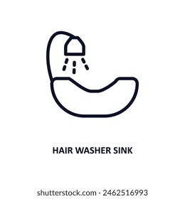 hair washer sink icon. Thin line hair washer sink icon from beauty and elegance collection. Outline vector isolated on white background. Editable hair washer sink symbol can be used web and mobile