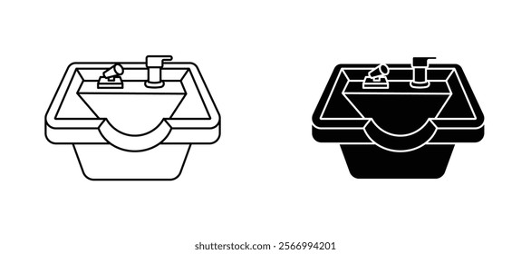 Hair washer sink icons in outline and fill. vector illustration for ui.