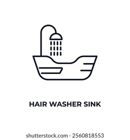 hair washer sink outline icon. Linear vector from beauty concept. Thin line hair washer sink icon isolated on white background