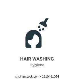 Hair washing glyph icon vector on white background. Flat vector hair washing icon symbol sign from modern hygiene collection for mobile concept and web apps design.