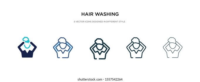 hair washing icon in different style vector illustration. two colored and black hair washing vector icons designed in filled, outline, line and stroke style can be used for web, mobile, ui