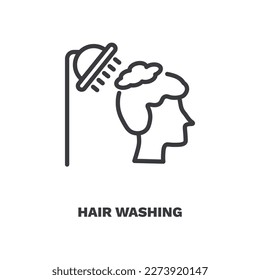 hair washing icon. Thin line hair washing icon from Hygiene and Sanitation collection. Outline vector isolated on white background. Editable hair washing symbol can be used web and mobile