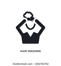 hair washing isolated icon. simple element illustration from hygiene concept icons. hair washing editable logo sign symbol design on white background. can be use for web and mobile