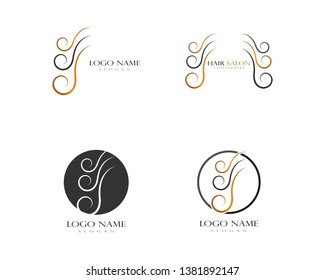 Hair wave logo vector icon template - Vector
