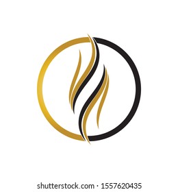 hair wave logo vector icon template - Vector