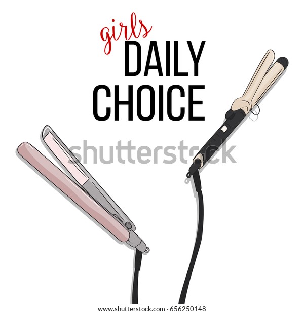 Hair Waver Vs Straigtener Daily Choice Stock Vector Royalty Free