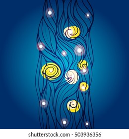 Hair or waves decoration in Van Gogh style.