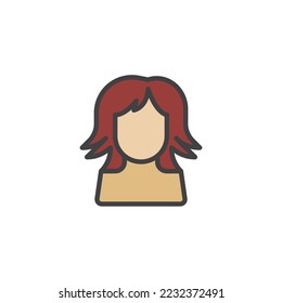 Hair wig filled outline icon, line vector sign, linear colorful pictogram isolated on white. Symbol, logo illustration. Vector graphics