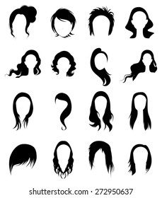 Hair wig icons set