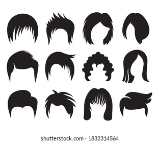 hair wig icons set vector illustration