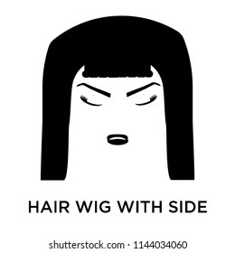 Hair wig with side icon vector isolated on white background for your web and mobile app design, Hair wig with side logo concept