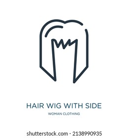 hair wig with side thin line icon. vector, illustration linear icons from woman clothing concept isolated outline sign. Vector illustration symbol element for web design and apps.