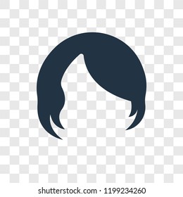 Hair wig with side vector icon isolated on transparent background, Hair wig with side transparency logo concept
