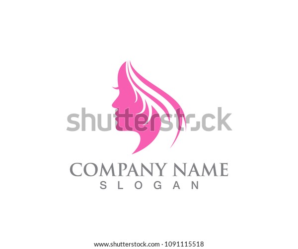 Hair Woman Face Logo Stock Vector (Royalty Free) 1091115518