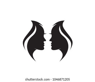 hair woman and face logo and symbols 